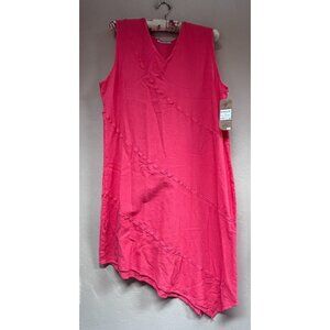 Gauzey Women's V-Neck Sleeveless Asymmetric V. Joyce Dress Pink Size Large New